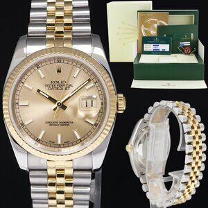 Rolex Champagne Datejust with tag and papers